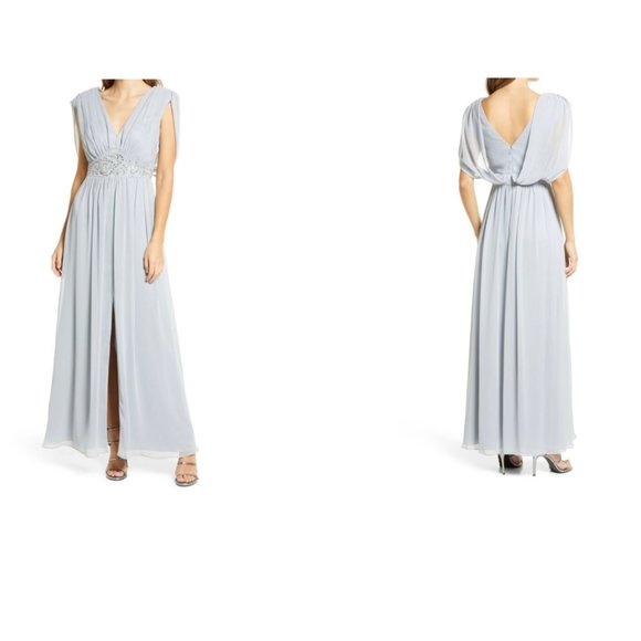 Eliza J Dresses & Skirts - Eliza J Silver Embellished V-Neck Dress Size 10